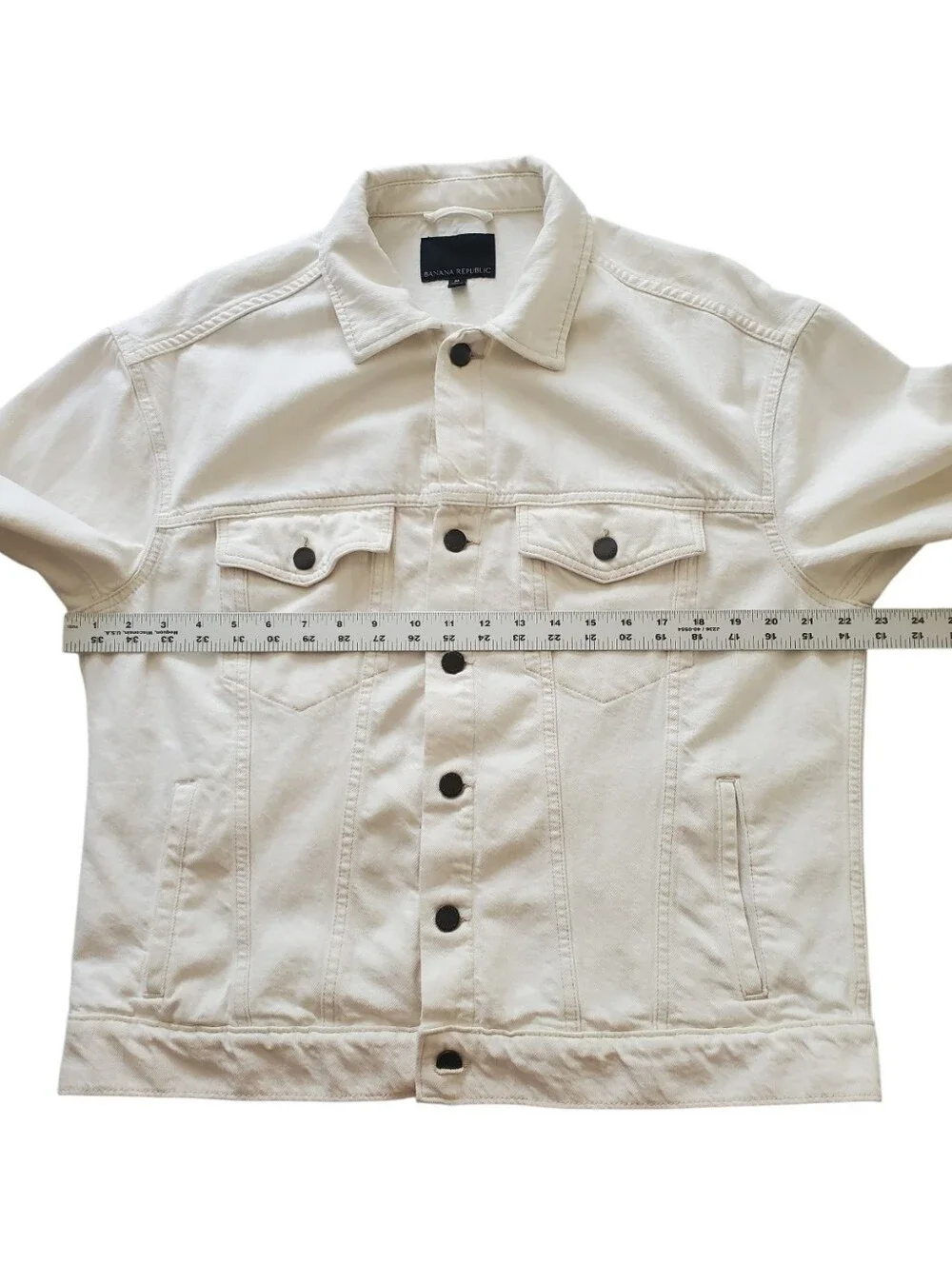 Banana Republic Classic Ecru Cream Denim Jacket Pockets Buttons 100% COTTON